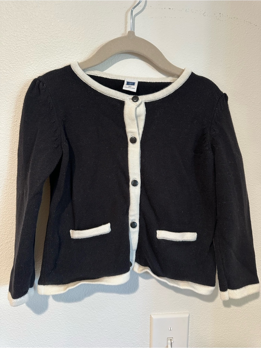 Janie and Jack Black Cardigan with White Trim